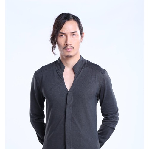 春季唐装男青年新款男士修身衬衫时尚立领商务长袖打底衫外穿#127 可接单来样生产 男式修身衬衫图6