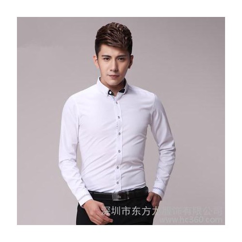 圣诞厂家特惠 白衬衫男长袖衬衣 时尚白领职业衬衫 韩版修身正装寸衣潮图1