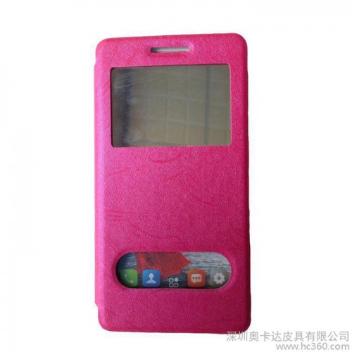 供应联想A708T手机皮套  蚕丝纹开窗联想手机皮套图3