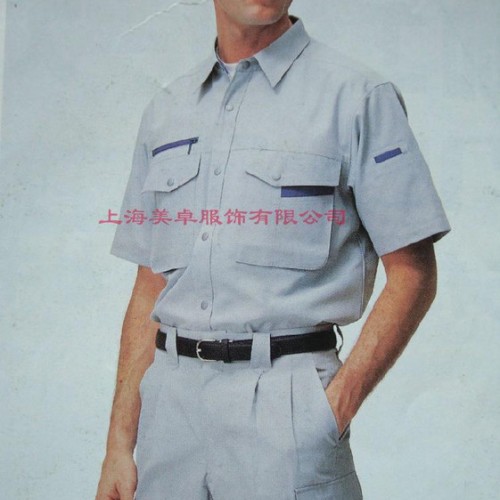 制作上海松江工作服夏季短袖衬衫夏季工人衬衫订做图2