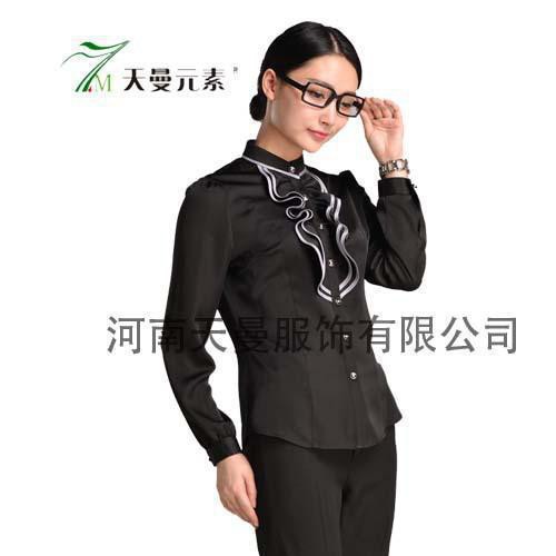 新款白色衬衣女装  职业装 纯色长袖女士衬衫 黑色衬衣纯棉长袖图3