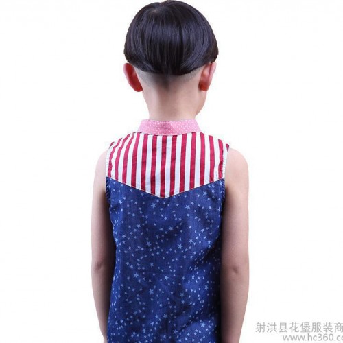 品牌童装 夏季中大童莱卡棉 无袖立领男童衬衫 小额混批图1