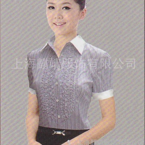 时尚耸肩条纹收腰形 专业衬衫生产厂家图2