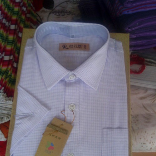 销售纯棉老粗布格子商务衬衫男士商务衬衣舒贝雅外贸品质
