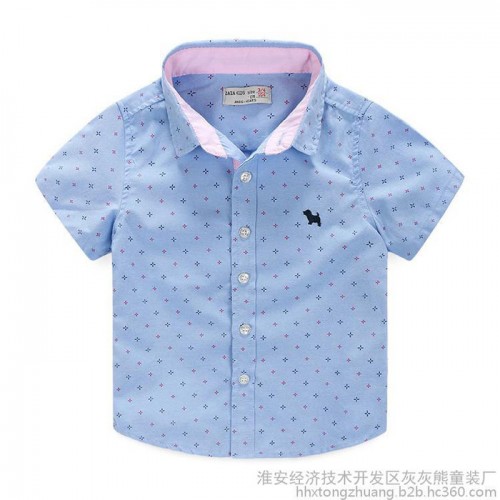 外贸童装批发 夏款促销 小狗印花韩版中小男童短袖衬衫图4