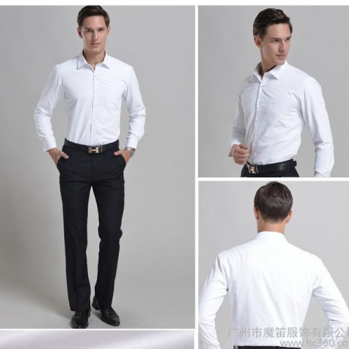 男士商务修身版长袖衬衣纯棉衬衫定制图2