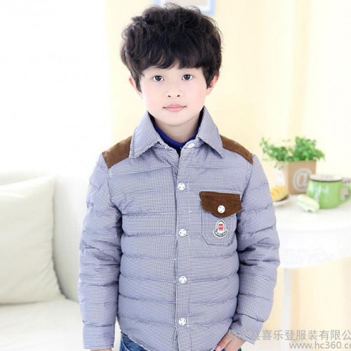 2014中小儿童羽绒服新款一件代发 男童衬衫领冬装外套潮厂家批发图1