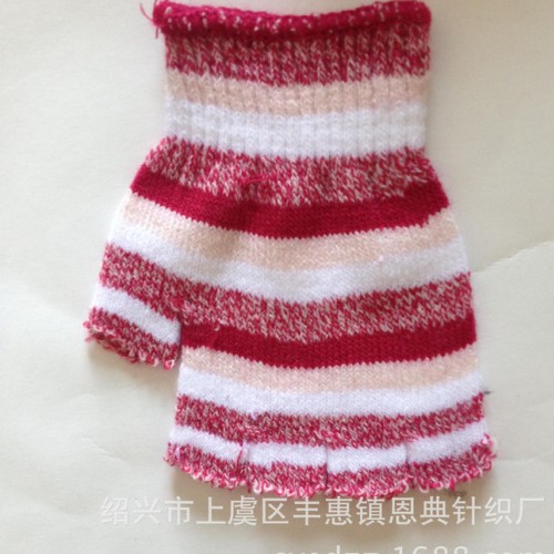 儿童半指多色日单手套 条纹手套 针织魔术腈纶手套 销售