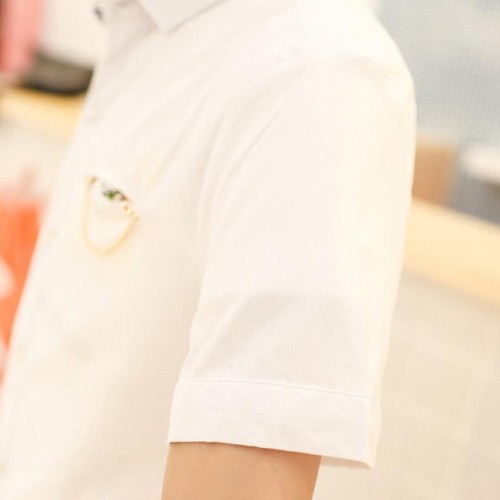 赶集网认证夏季潮流韩版修身夏装男士短袖衬衫青少年学生纯色衬衣图2