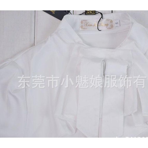 小魅娘品牌秋季新款韩版时尚蝴蝶结立领开衫长袖衬衫图2