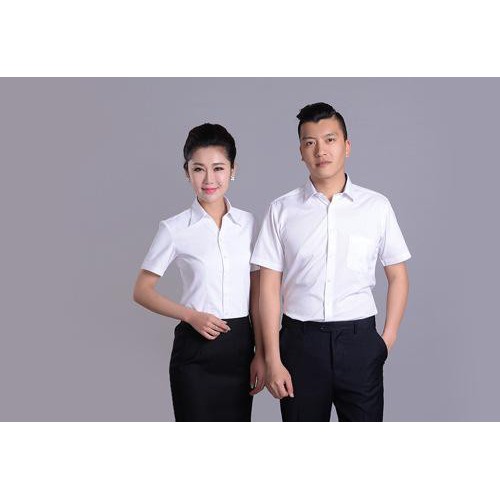 2016新款  CVC男女衬衫工作服套装定做 劳保商务职业图3