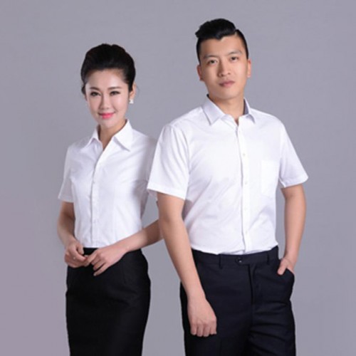 2016新款  CVC男女衬衫工作服套装定做 劳保商务职业图2