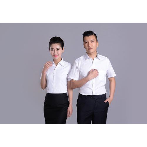 2016新款  CVC男女衬衫工作服套装定做 劳保商务职业
