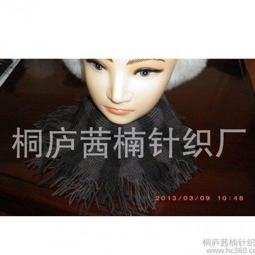 【五星品质】新款俏皮针织腈纶经编带须围脖帽子（图）图2