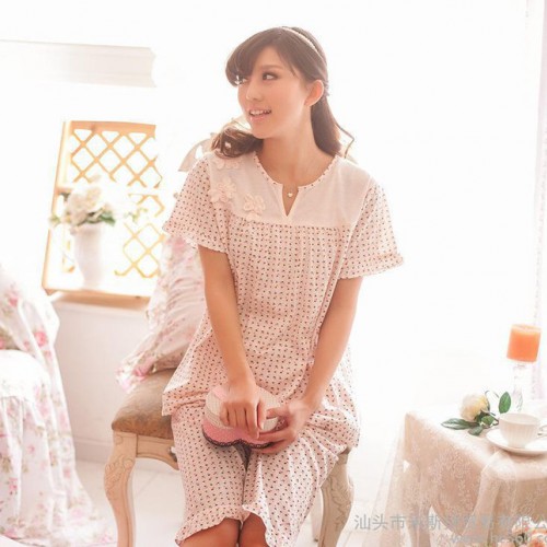 睡衣批发 春夏新款 女式短袖优雅小碎花宽松睡衣家居服套装 2314图2