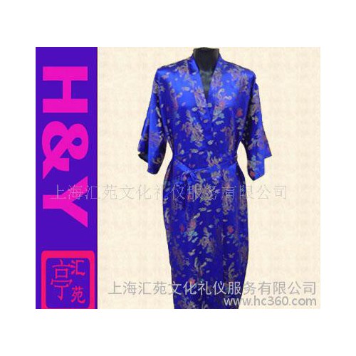 上海男士传统睡衣 七彩织锦缎 龙纹舒适合身浴袍 703图3