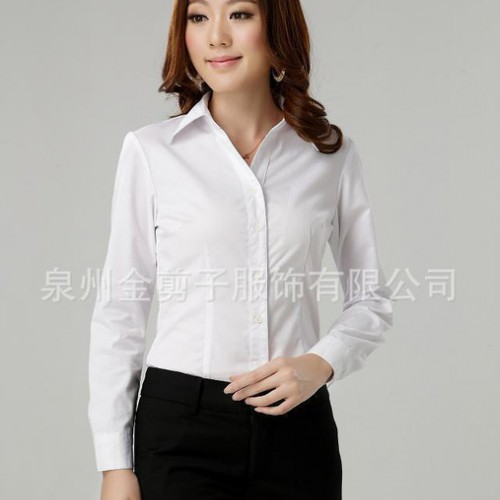 2016最款V领韩版长袖女衬衫上衣白领衬衣职业女性长袖衬衣图3