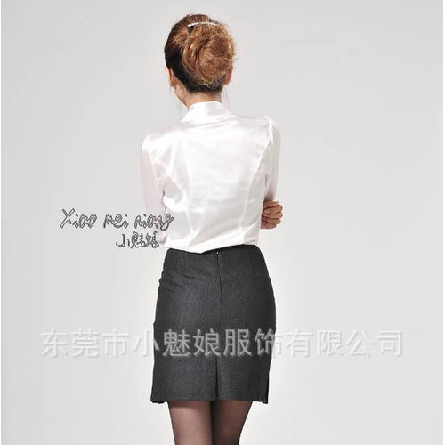 一件起批小魅娘品牌2015秋季立领蝴蝶结长袖衬衣韩版女式衬衫图1
