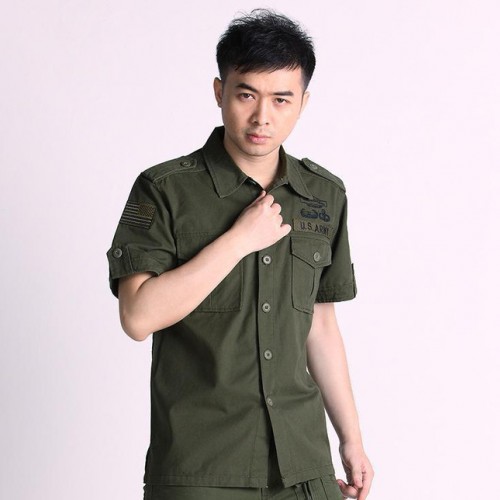 军迷户外服装迷彩服短袖男夏季休闲衬衫101空降师半袖战术衬衣图3