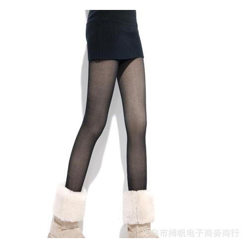 假透肉打底裤 透肤双层裤 秋冬保暖裤打底裤批发图2