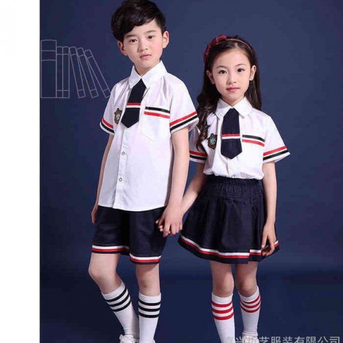 幼儿园园服夏装2016套装中小学生短袖衬衫英伦风班服儿童浙江图2