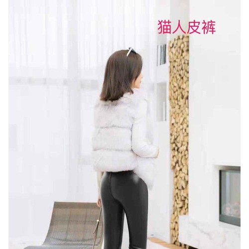 爆款女士韩版猫人高腰打底裤加大加肥MM皮裤女批发**图6