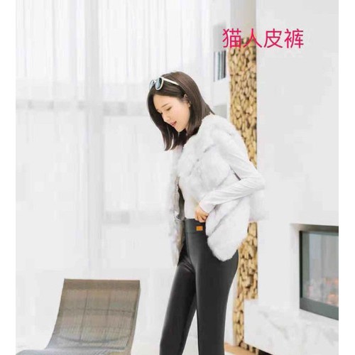 爆款女士韩版猫人高腰打底裤加大加肥MM皮裤女批发**图2