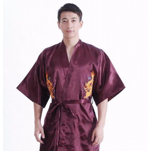 批发男式绣龙睡袍睡衣浴袍 白色黑色红色蓝色等 S0103系列图6