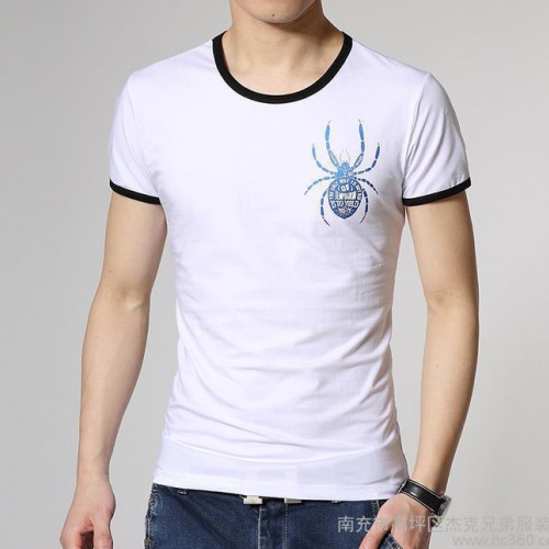2015夏季新品韩版男式T恤修身时尚短袖T恤潮流青少年衬衫男图3