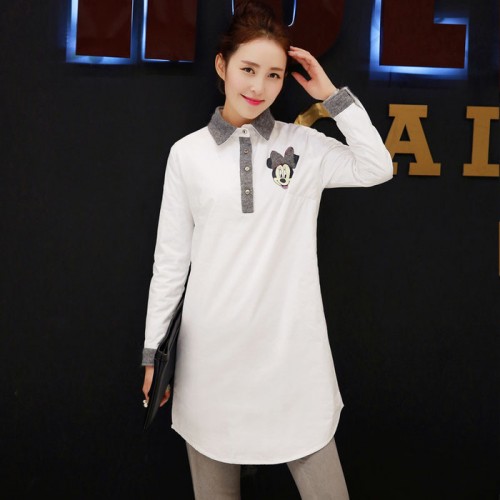 加绒衬衣女长袖中长款欧洲站新款米奇女衬衫批量铺货入淘代发图3