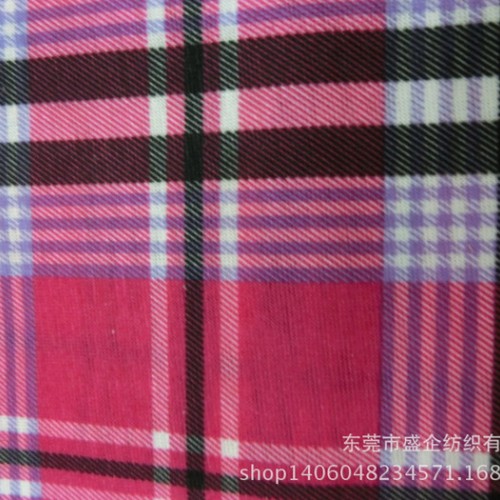 SQ019#直销新款涤棉针织格子印花 睡衣服装面料图1