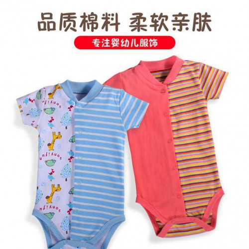 夏季新款宝宝连体衣新生婴儿短袖爬服纯棉睡衣宝宝连体哈衣图2