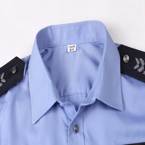 批发定制保安衬衣 酒店物业夏季保安服 小区保安制服蓝色长袖衬衫图2
