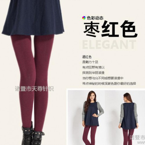 【七彩棉升级版】女士冬季加厚加绒保暖比基尼踩脚九分一体打底裤图1