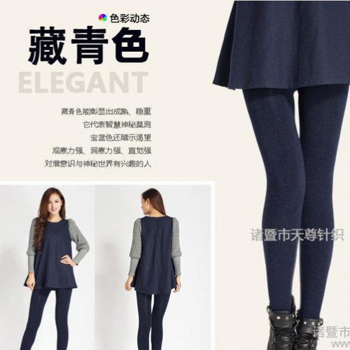 【七彩棉升级版】女士冬季加厚加绒保暖比基尼踩脚九分一体打底裤图2