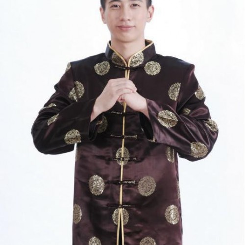 全新 男士丝绸长袖上衣唐装 中老年服装 秋冬唐装上衣图1