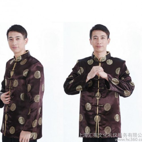 全新 男士丝绸长袖上衣唐装 中老年服装 秋冬唐装上衣图2