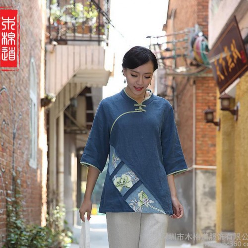 木棉道.女唐装春装新款 中老年七分袖上衣民族风批发加盟16008图2