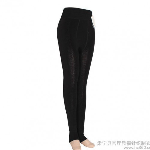 冬季一体裤 保暖裤 全棉 纯黑考拉绒九分踩脚二穿打底裤图2