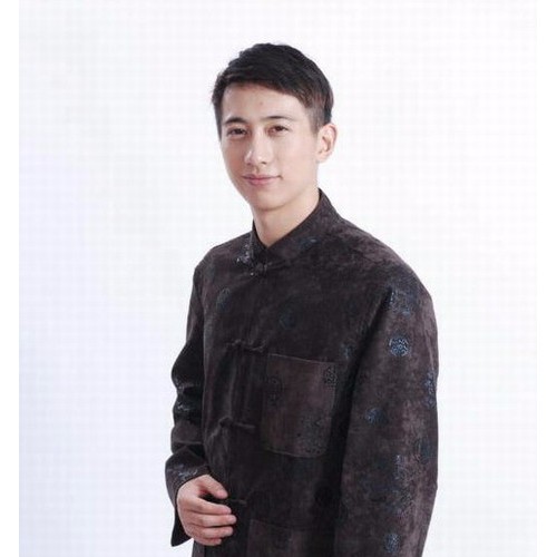 批发男式长袖唐装  酒红M0025 咖啡色M0025-A 上青色M0025-B 咸菜绿M0025-C图2