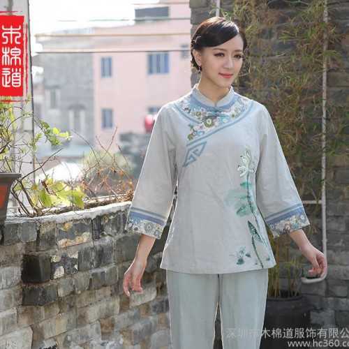 木棉道.女士唐装春装 中老年大码女上衣汉服棉麻批发加盟18308图1
