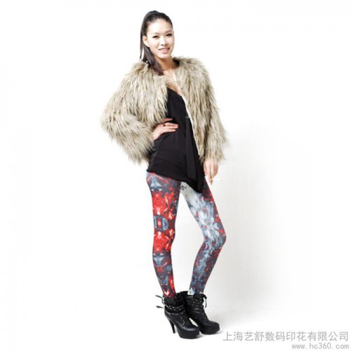 供应上海艺舒数码印花印花打底裤图2
