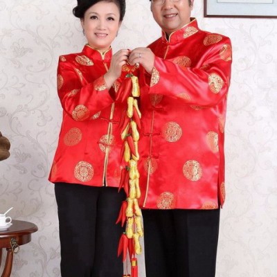 批发中老年夫妻唐装 宴会礼服 喜庆装扮 一套两件上衣 男女各一件 MJ0001系列
