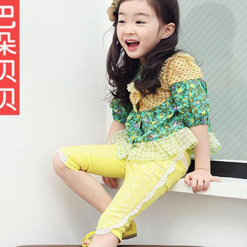 2014新款 女童超美甜美婴儿衬衫 小童碎花蕾丝婴儿衬衫 0.4图1