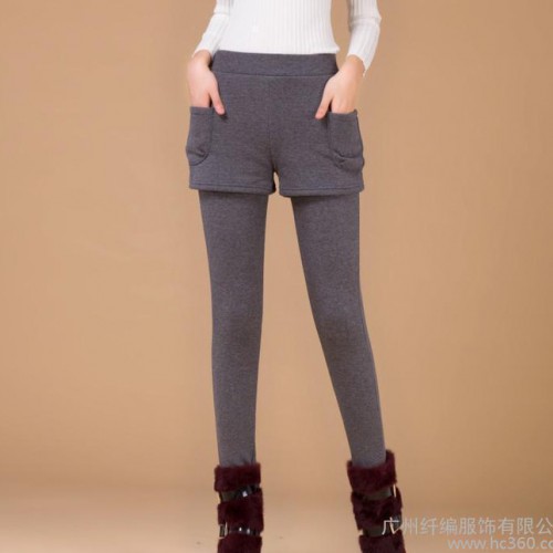 2016春秋新款时尚韩版加绒加厚大码女休闲裤紧身保暖打底裤图1