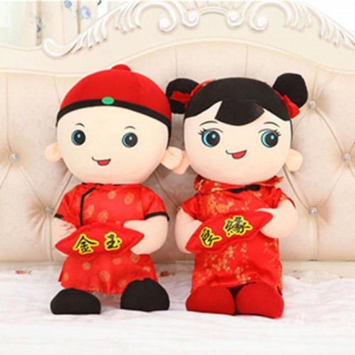 创意结婚礼物唐装布娃娃毛绒玩具可爱公仔男女朋友生日礼品**图3