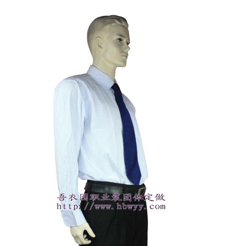 定制            CVC条纹男衬衫西裤套装吾衣园图3