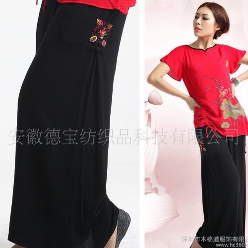 木棉道.新款品牌唐装 时尚休闲民族风女装裙裤 舞蹈服装批发图2
