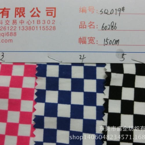 SQ019#高品质全棉棋盘格马赛克印花布  弹力女装打底裤面图2