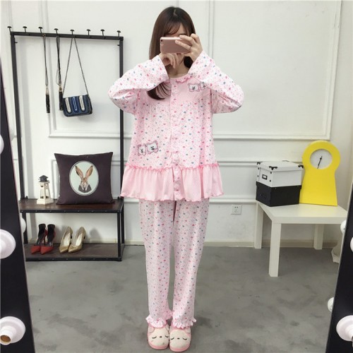 一件代发睡衣女秋纯棉长袖春秋季女款秋冬全棉质天少女士家居服套图2